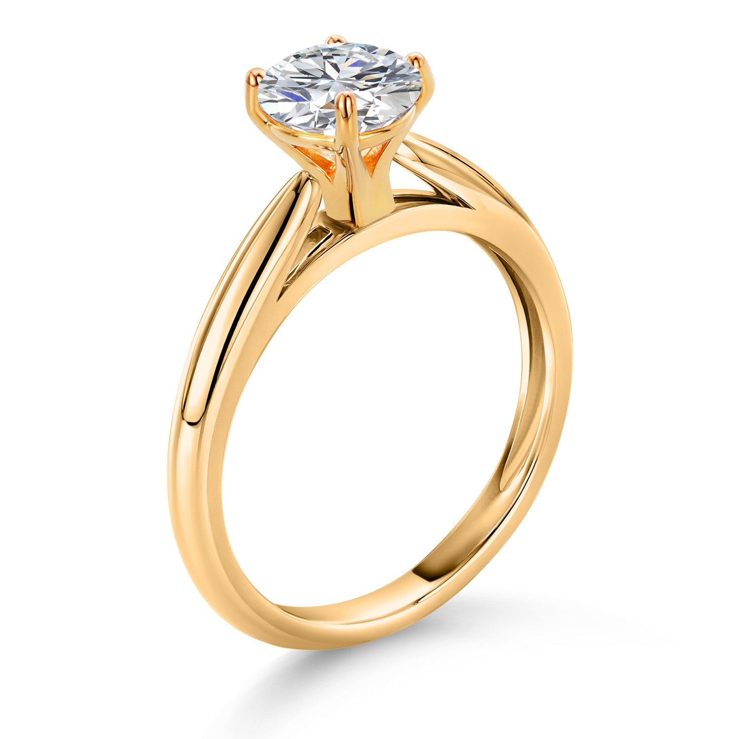 10K Yellow Gold Lab Grown Diamond Solitaire Engagement Ring For Women | 0.74 Cttw | Round 6MM | Gemstone April Birthstone | Available in Size 5,6,7,8,9