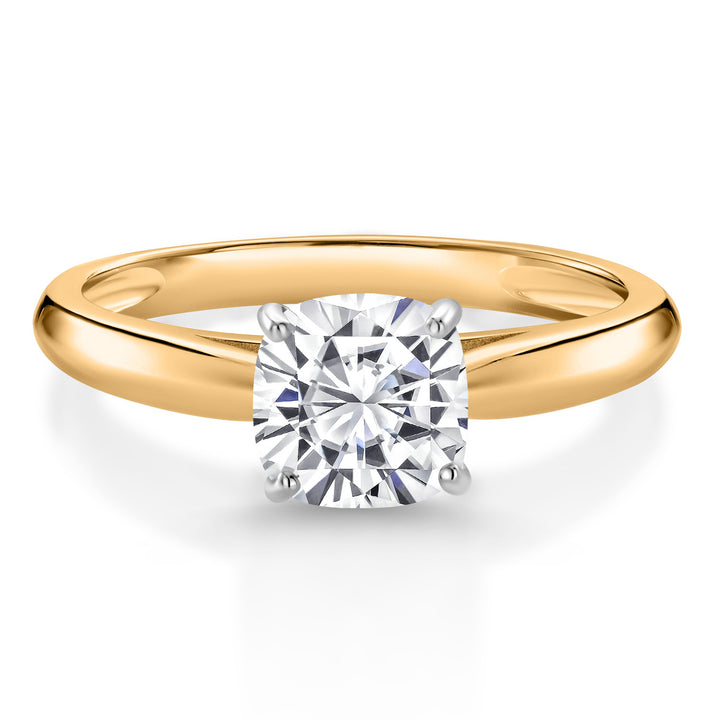 White Moissanite - April_7_Ring in 10K Two Tone Gold