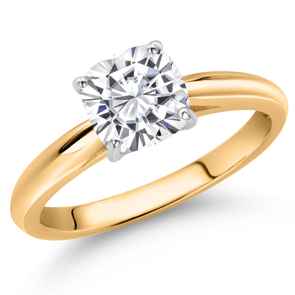 White Moissanite - April_7_Ring in 10K Two Tone Gold