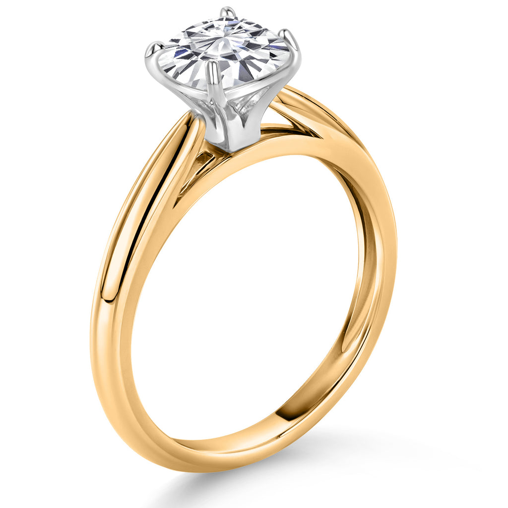 White Moissanite - April_7_Ring in 10K Two Tone Gold