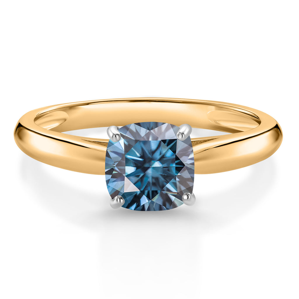 Persian Blue Moissanite - April_8_Ring in 10K Two Tone Gold