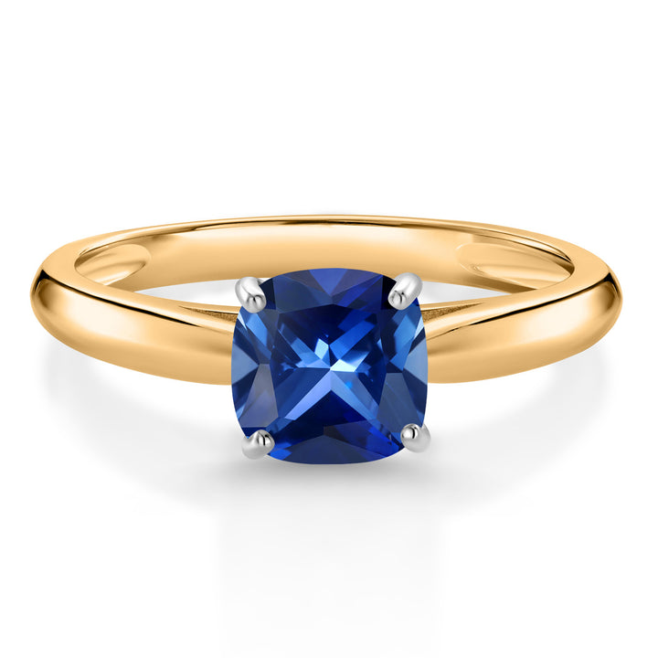 Blue Created Sapphire - September_7_Ring in 10K Two Tone Gold