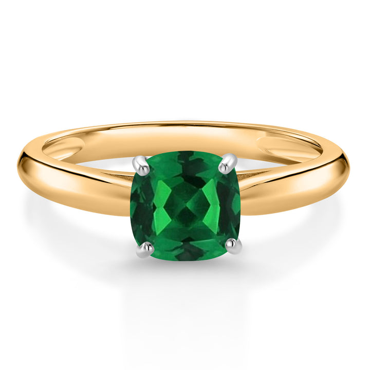 Nano Emerald - May_5_Ring in 10K Two Tone Gold