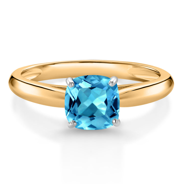 Swiss Blue Topaz - November_7_Ring in 10K Two Tone Gold