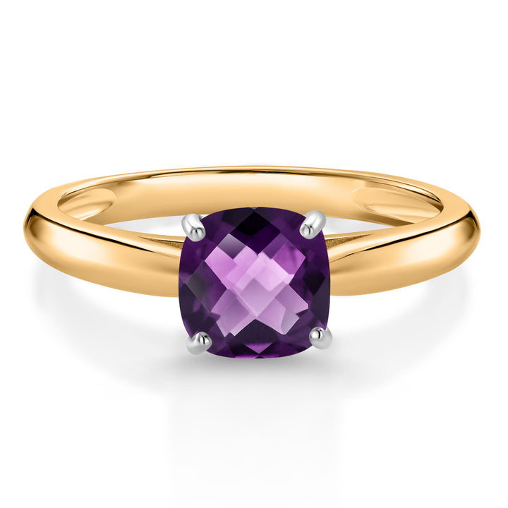 Amethyst-Checkerboard - February_5_Ring in 10K Two Tone Gold