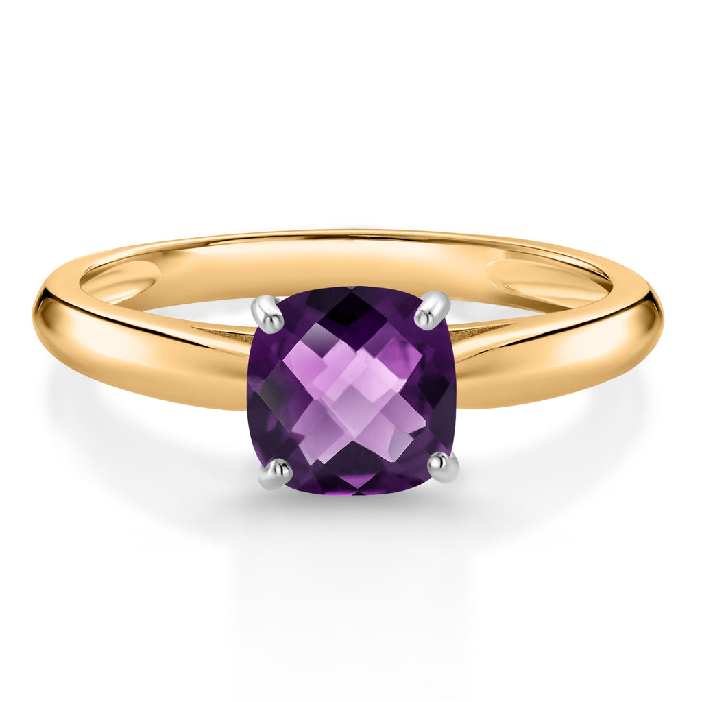 Amethyst-Checkerboard - February_6_Ring in 10K Two Tone Gold