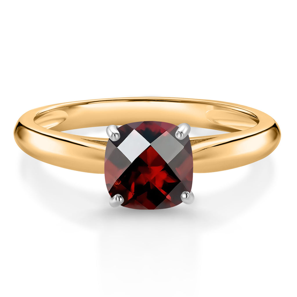 Garnet-Checkerboard - January_9_Ring in 10K Two Tone Gold