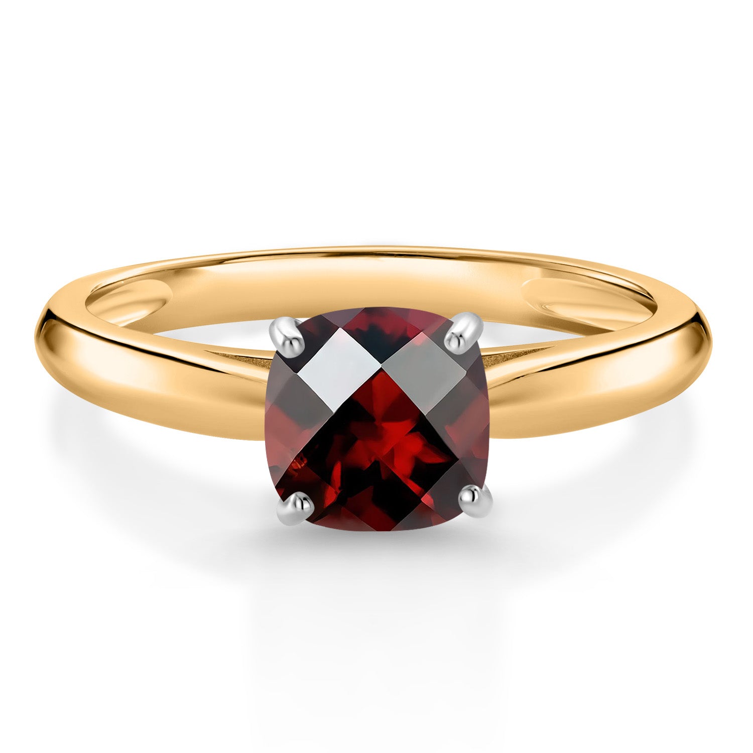 Garnet-Checkerboard - January_5_Ring in 10K Two Tone Gold