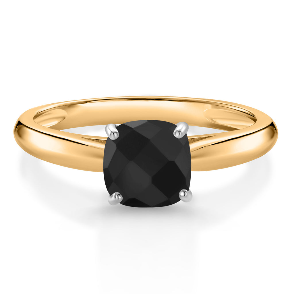 Onyx-Checkerboard - December_8_Ring in 10K Two Tone Gold