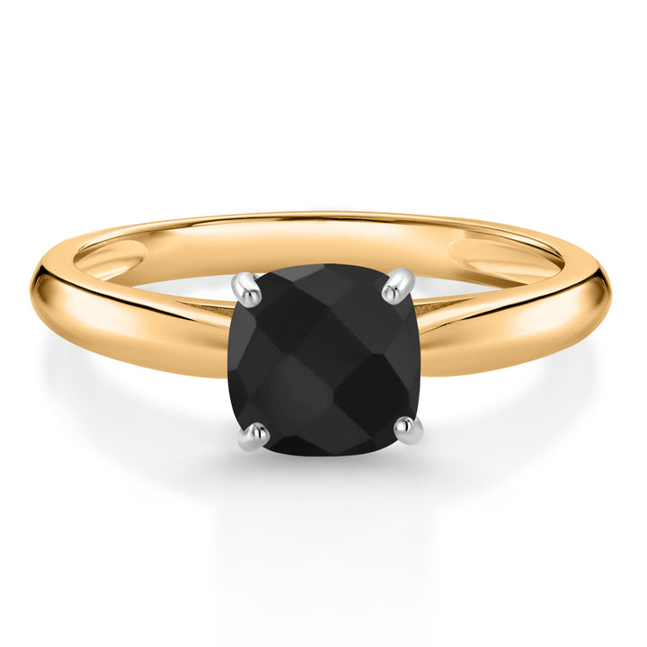 Onyx-Checkerboard - December_5_Ring in 10K Two Tone Gold