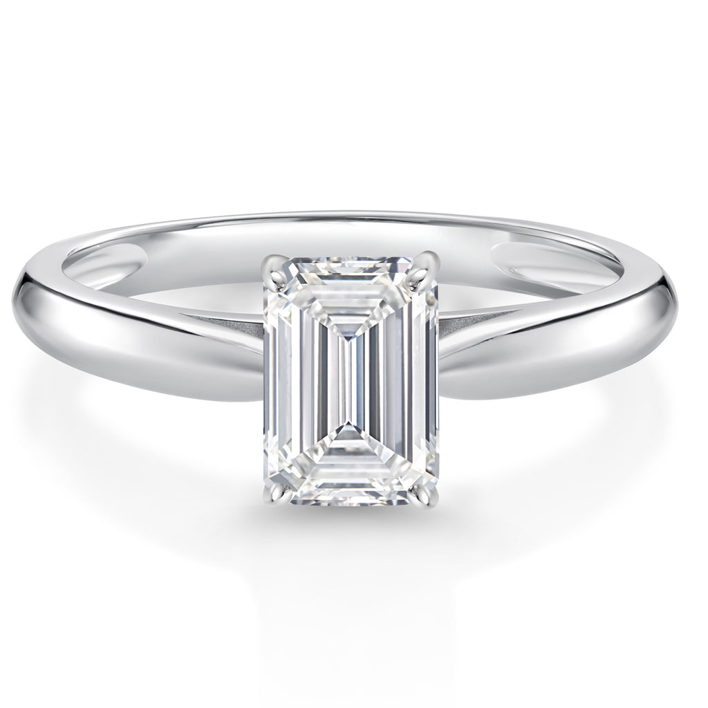 Emerald Cut_1.00 Carat_7_Ring in 10K White Gold