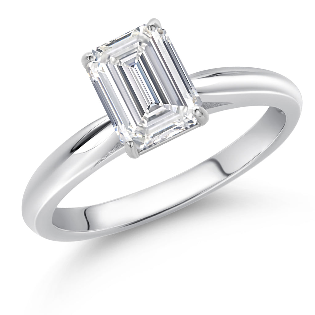 Emerald Cut_1.00 Carat_Ring in 10K White Gold