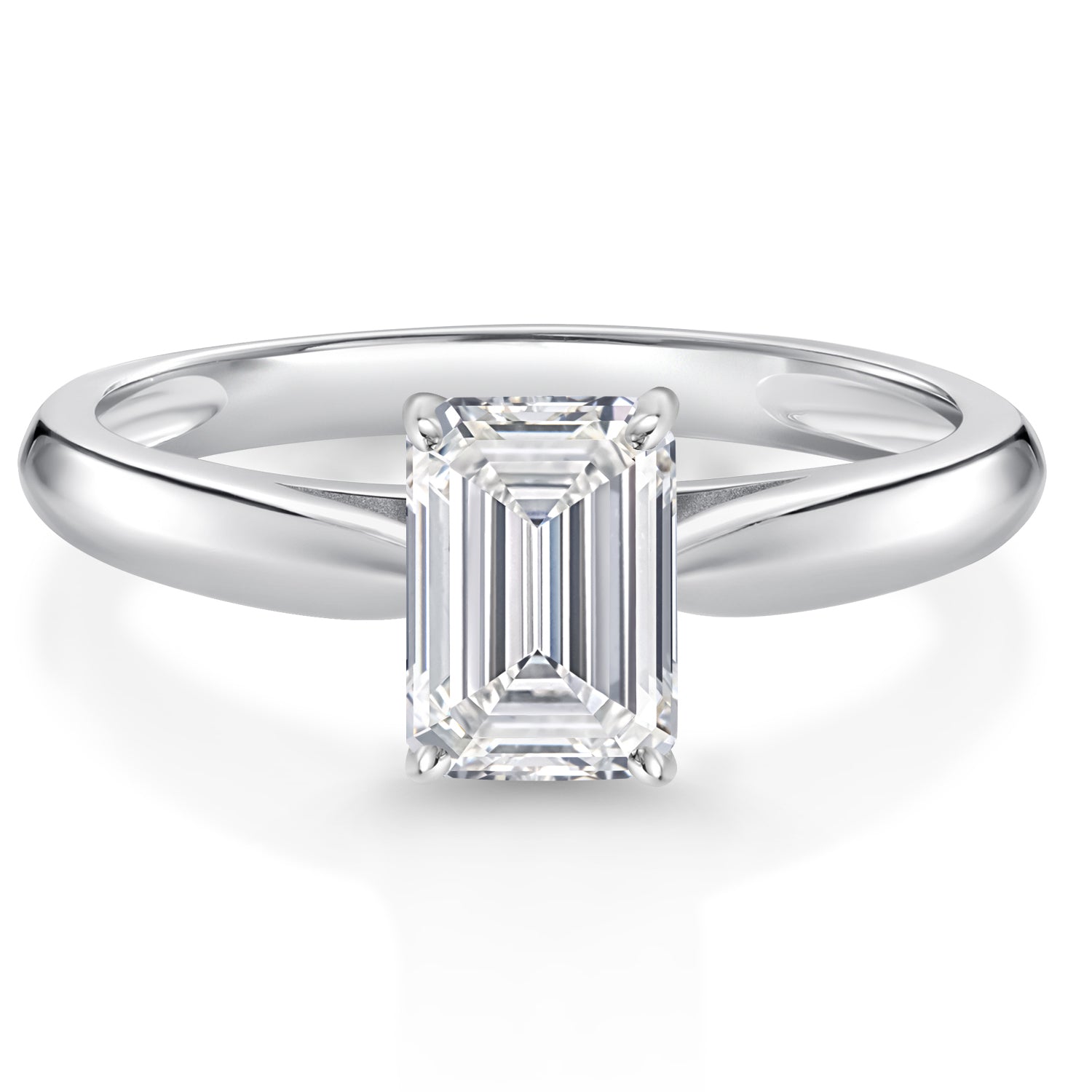 Emerald Cut_1.50 Carat_6_Ring in 10K White Gold