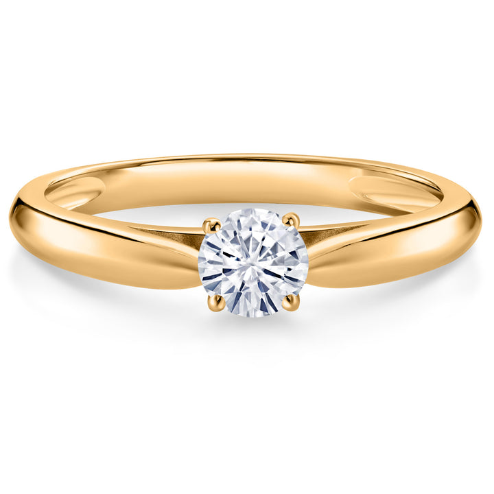 White Moissanite_8_Ring in 10K Yellow Gold