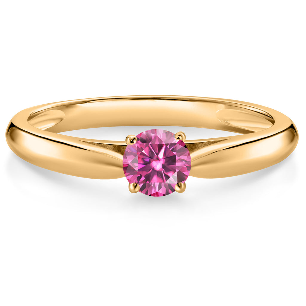 Pink Moissanite - April_6_Ring in 10K Yellow Gold
