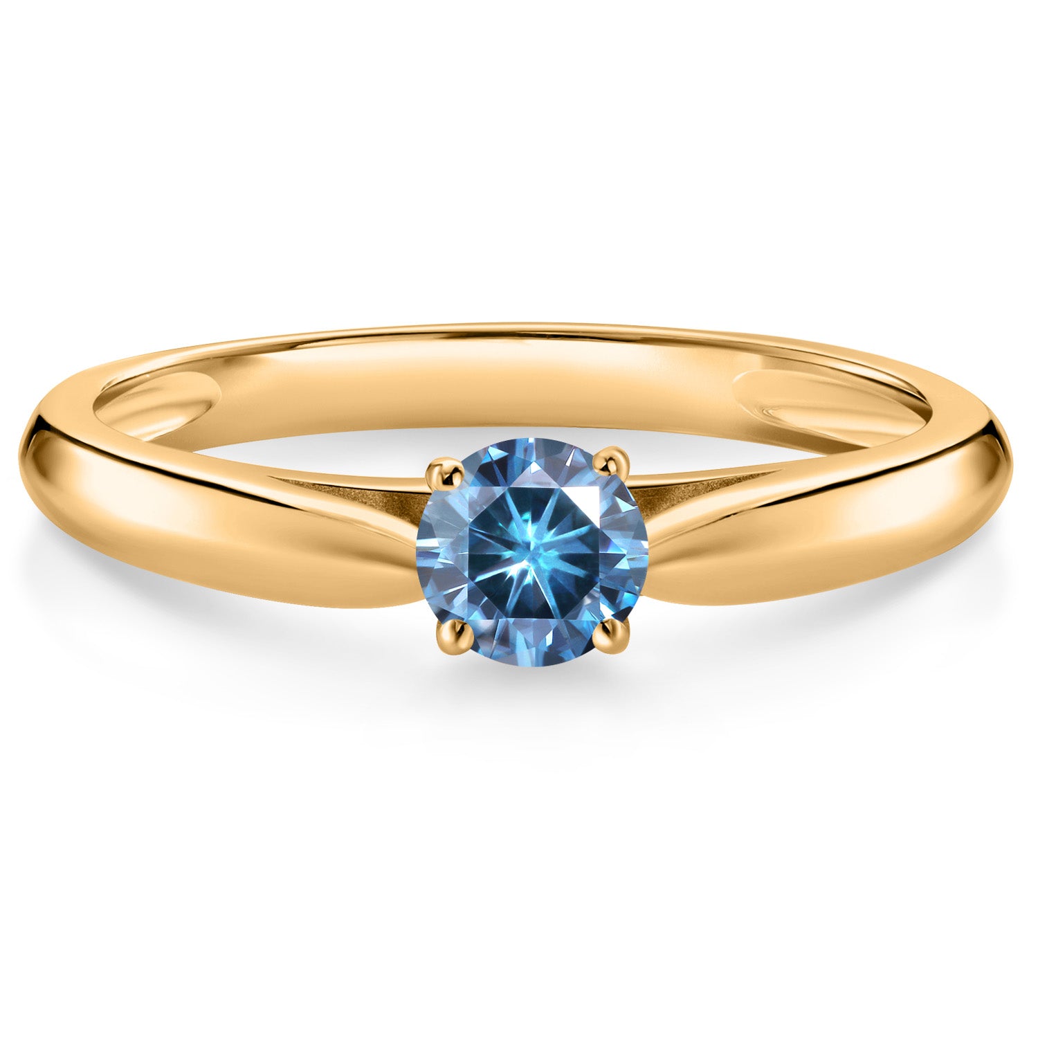 Persian Blue Moissanite - April_6_Ring in 10K Yellow Gold