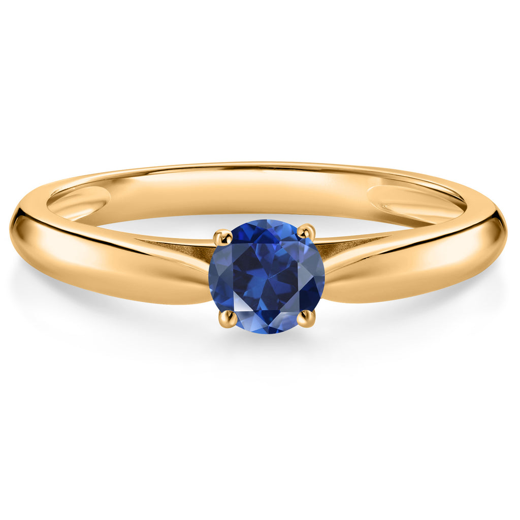 Blue Created Sapphire - September_8_Ring in 10K Yellow Gold