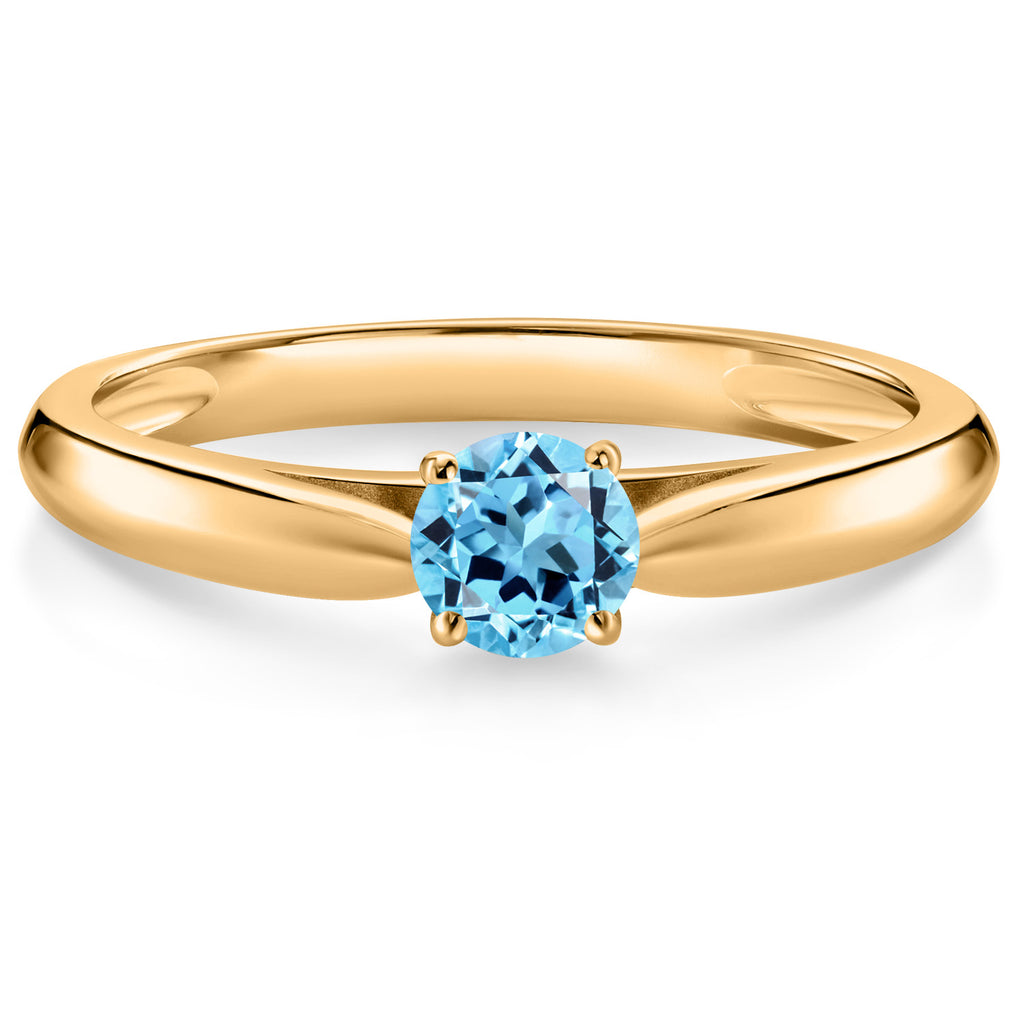 Swiss Blue Topaz - November_7_Ring in 10K Yellow Gold