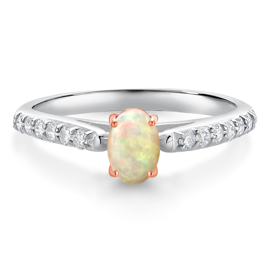 Ethiopian Opal-Cabochon - October_5_Ring in 10K Two Tone Gold