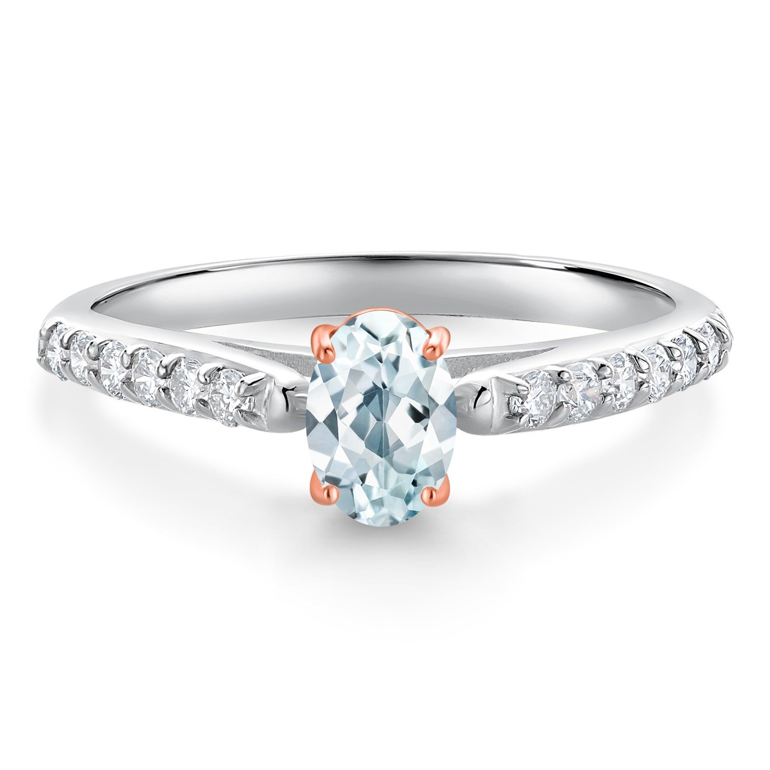 Aquamarine - March_7_Ring in 10K Two Tone Gold