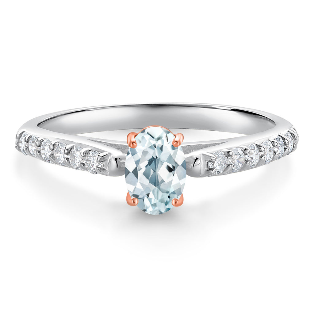 Aquamarine - March_6_Ring in 10K Two Tone Gold