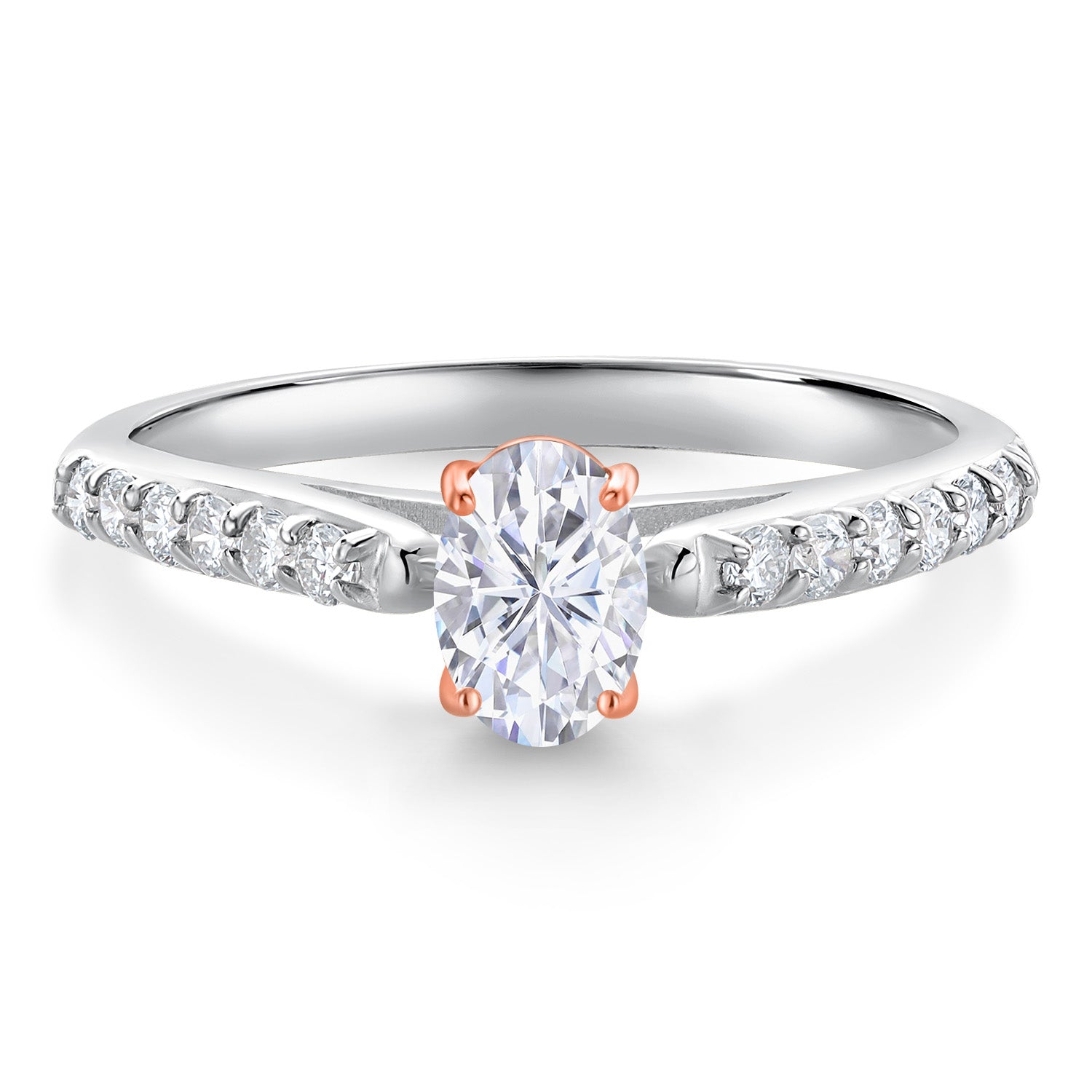 White Moissanite - April_5_Ring in 10K Two Tone Gold