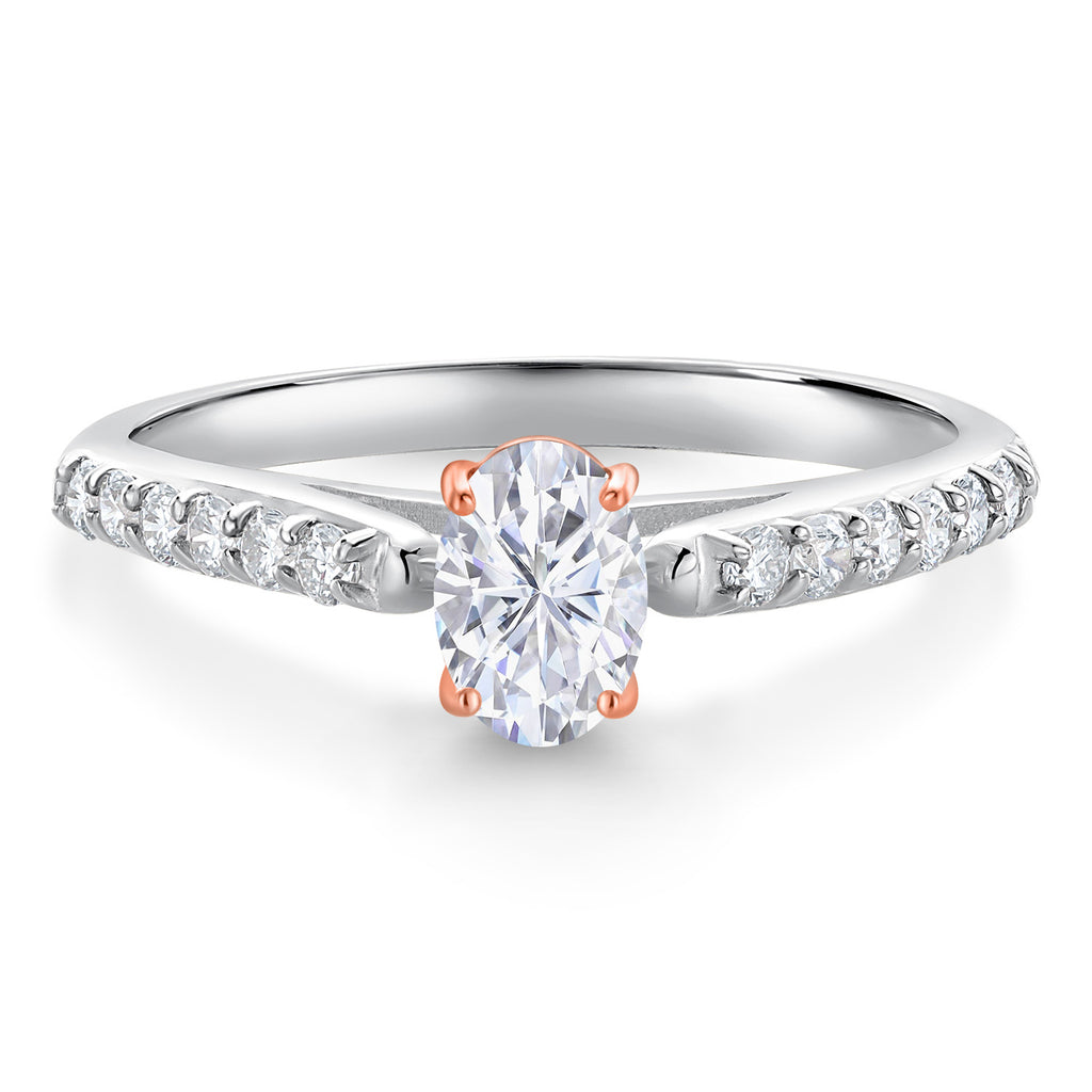 White Moissanite - April_7_Ring in 10K Two Tone Gold
