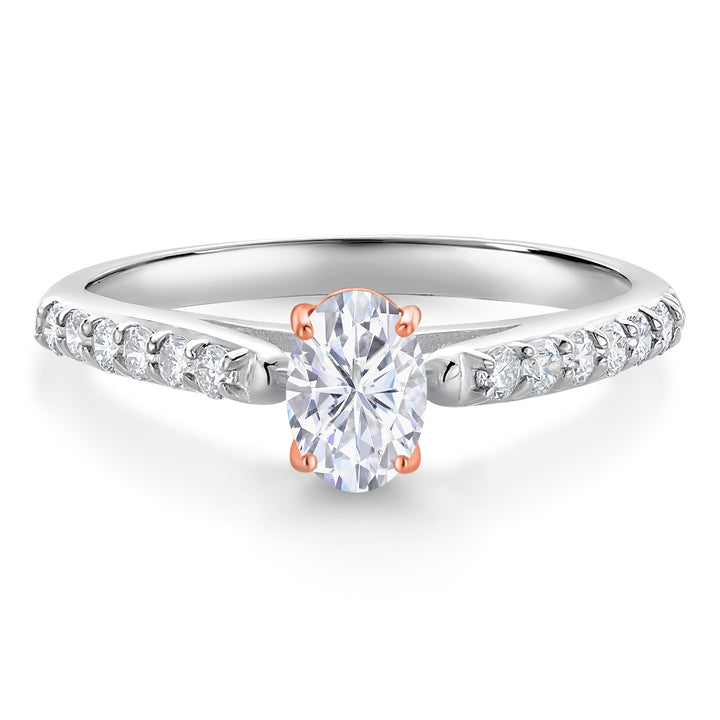 White Moissanite - April_8_Ring in 10K Two Tone Gold