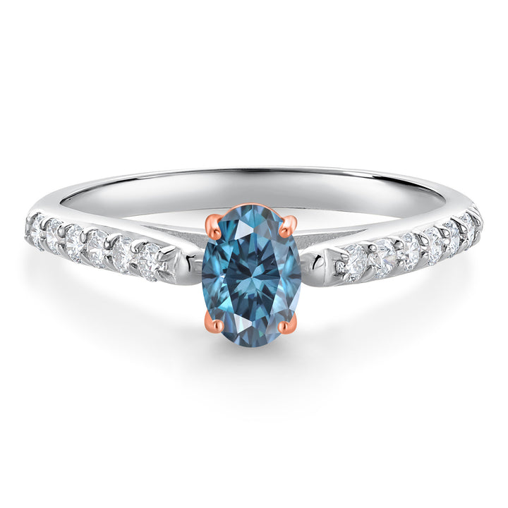 Persian Blue Moissanite - April_5_Ring in 10K Two Tone Gold