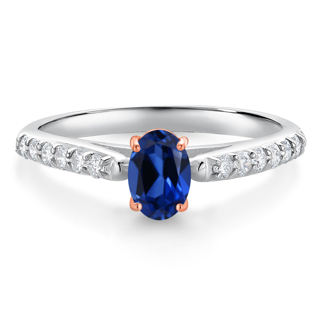Blue Created Sapphire - September_7_Ring in 10K Two Tone Gold