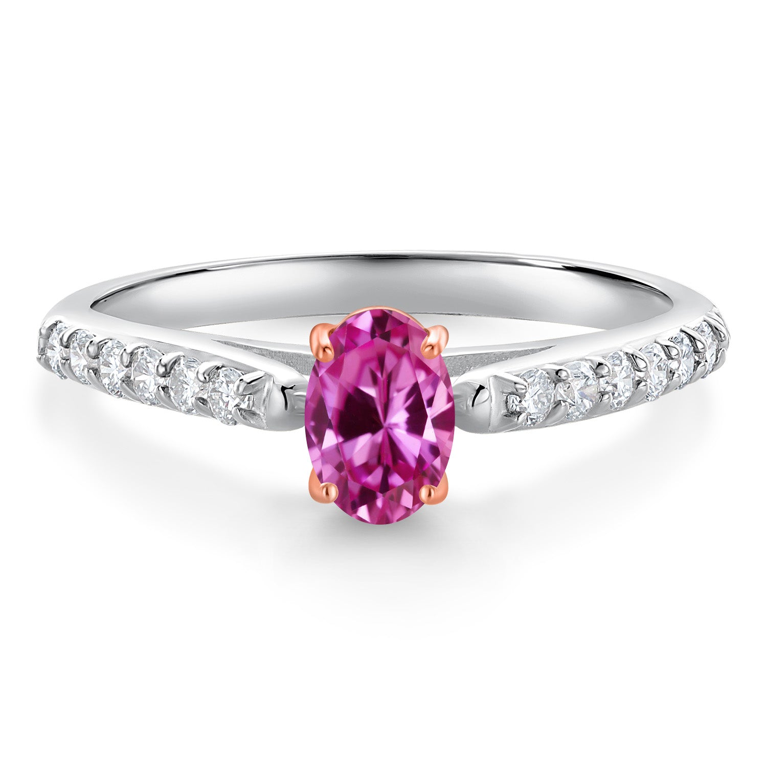 Pink Created Sapphire - September_9_Ring in 10K Two Tone Gold