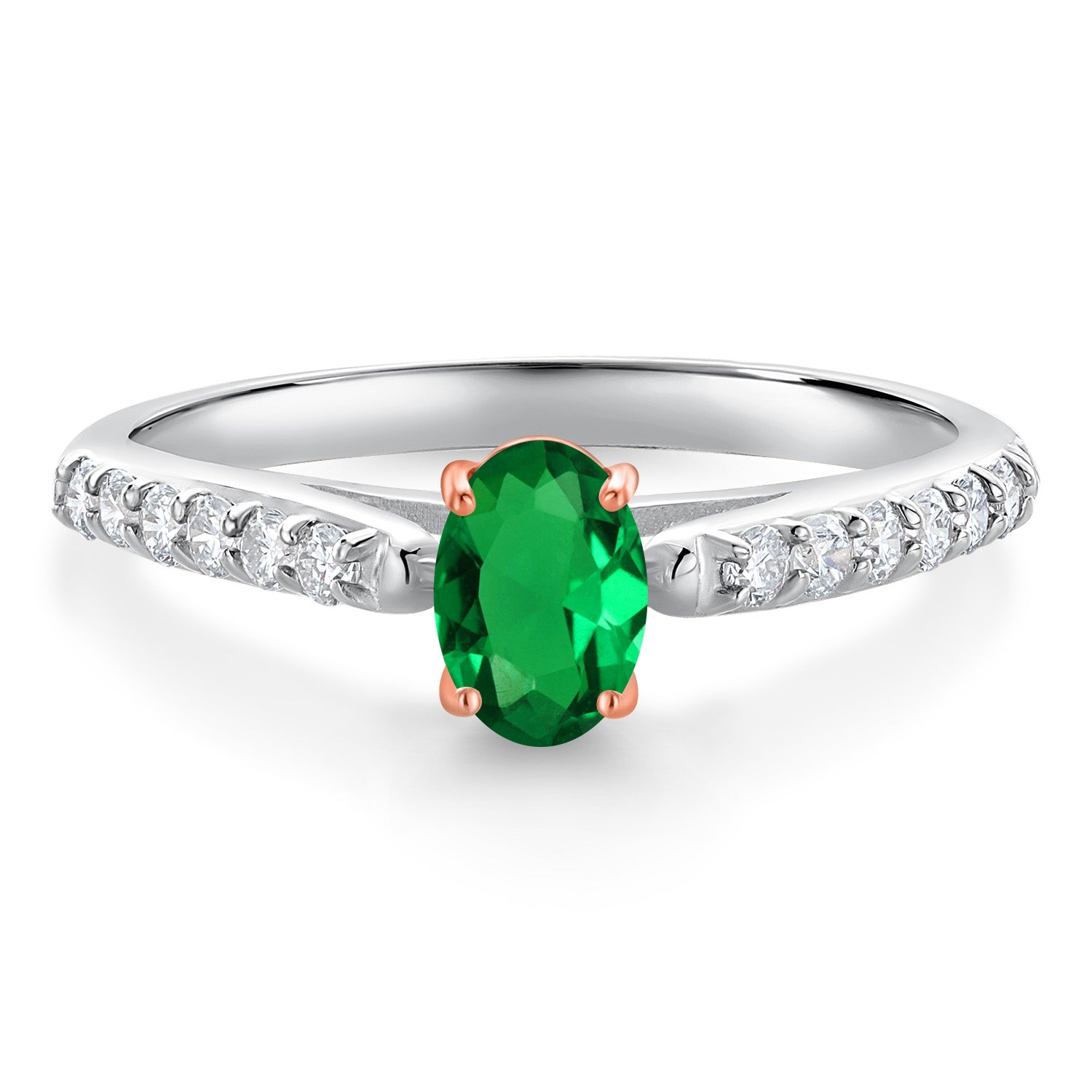 Nano Emerald - May_5_Ring in 10K Two Tone Gold
