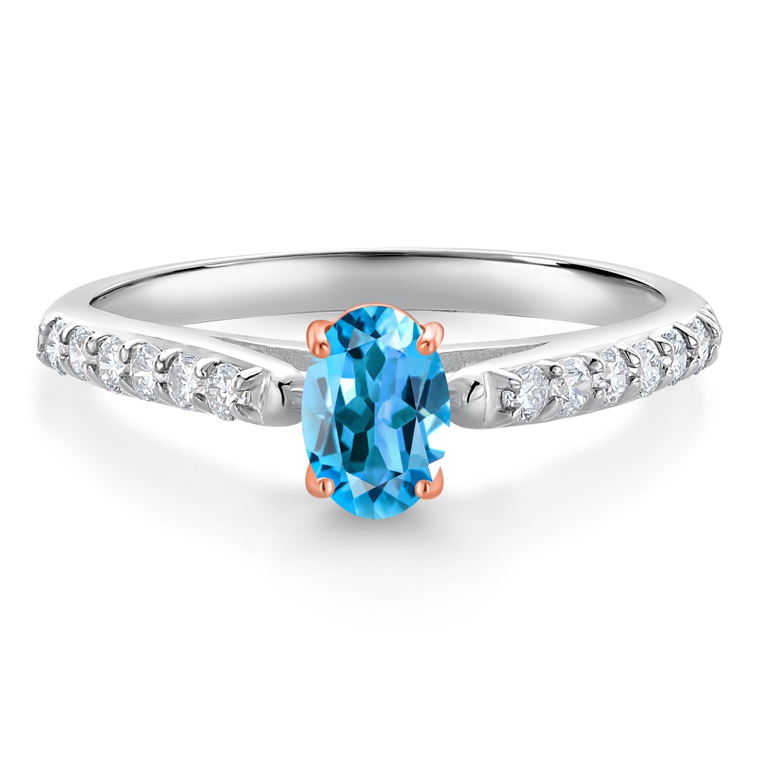 Swiss Blue Topaz - November_6_Ring in 10K Two Tone Gold