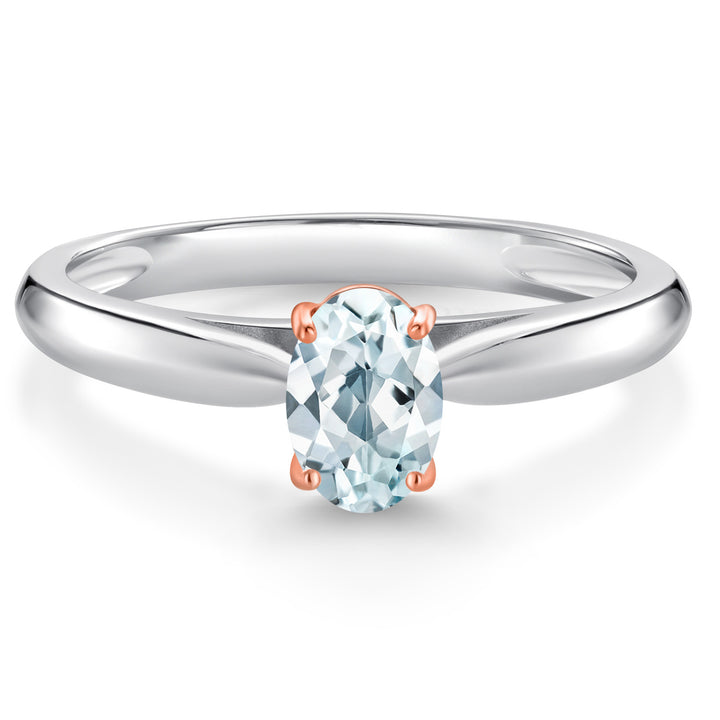 Aquamarine - March_5_Ring in 10K Two Tone Gold