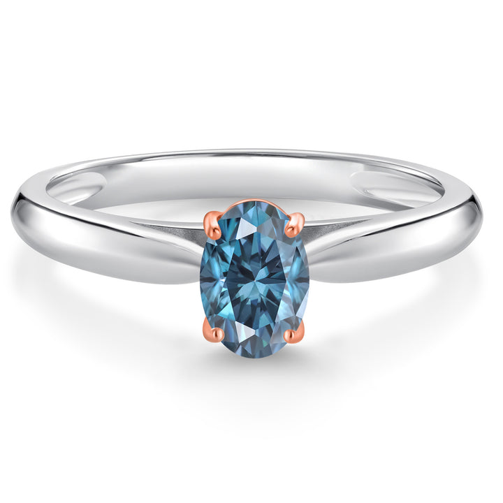 Persian Blue Moissanite - April_5_Ring in 10K Two Tone Gold