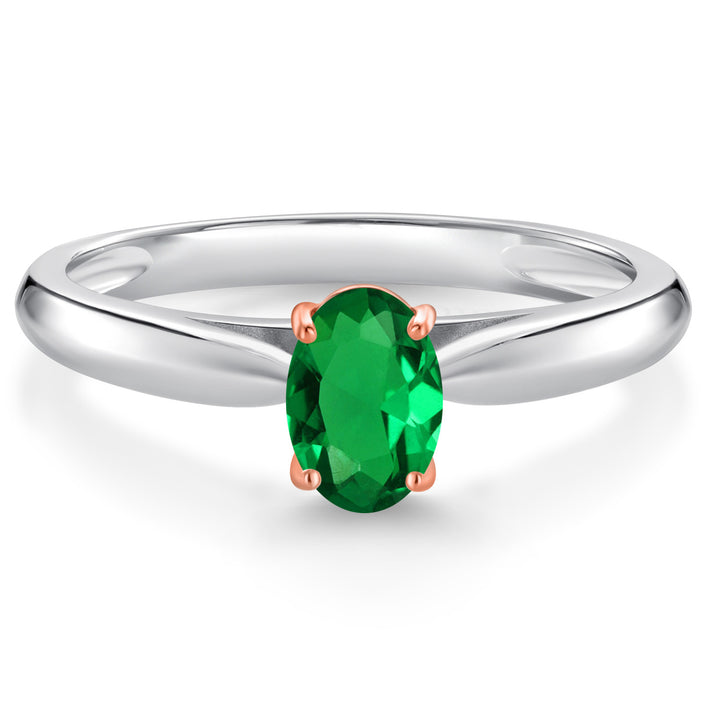 Nano Emerald - May_5_Ring in 10K Two Tone Gold