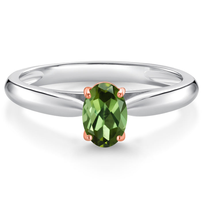 Green Tourmaline - October_8_Ring in 10K Two Tone Gold