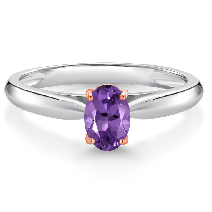Amethyst - February_5_Ring in 925 Sterling Silver and Rose Gold