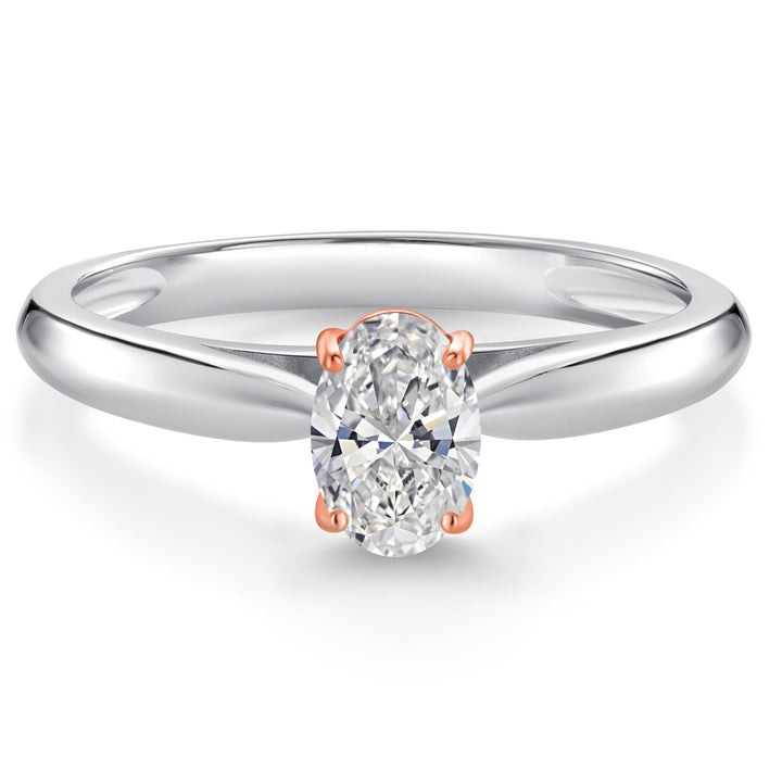 White Lab Grown Diamond - April_5_Ring in 925 Sterling Silver and 10K Rose Gold
