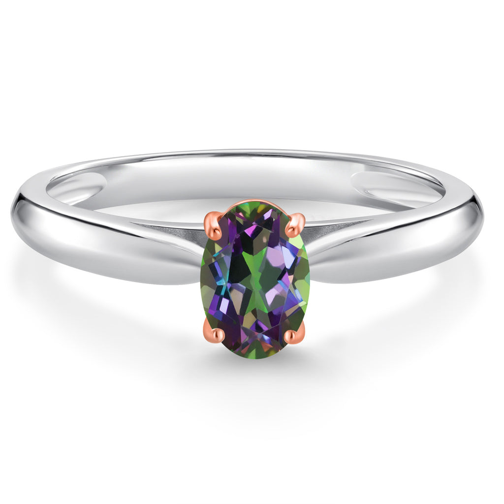 Green Mystic Topaz_5_Ring in 925 Sterling Silver and Rose Gold