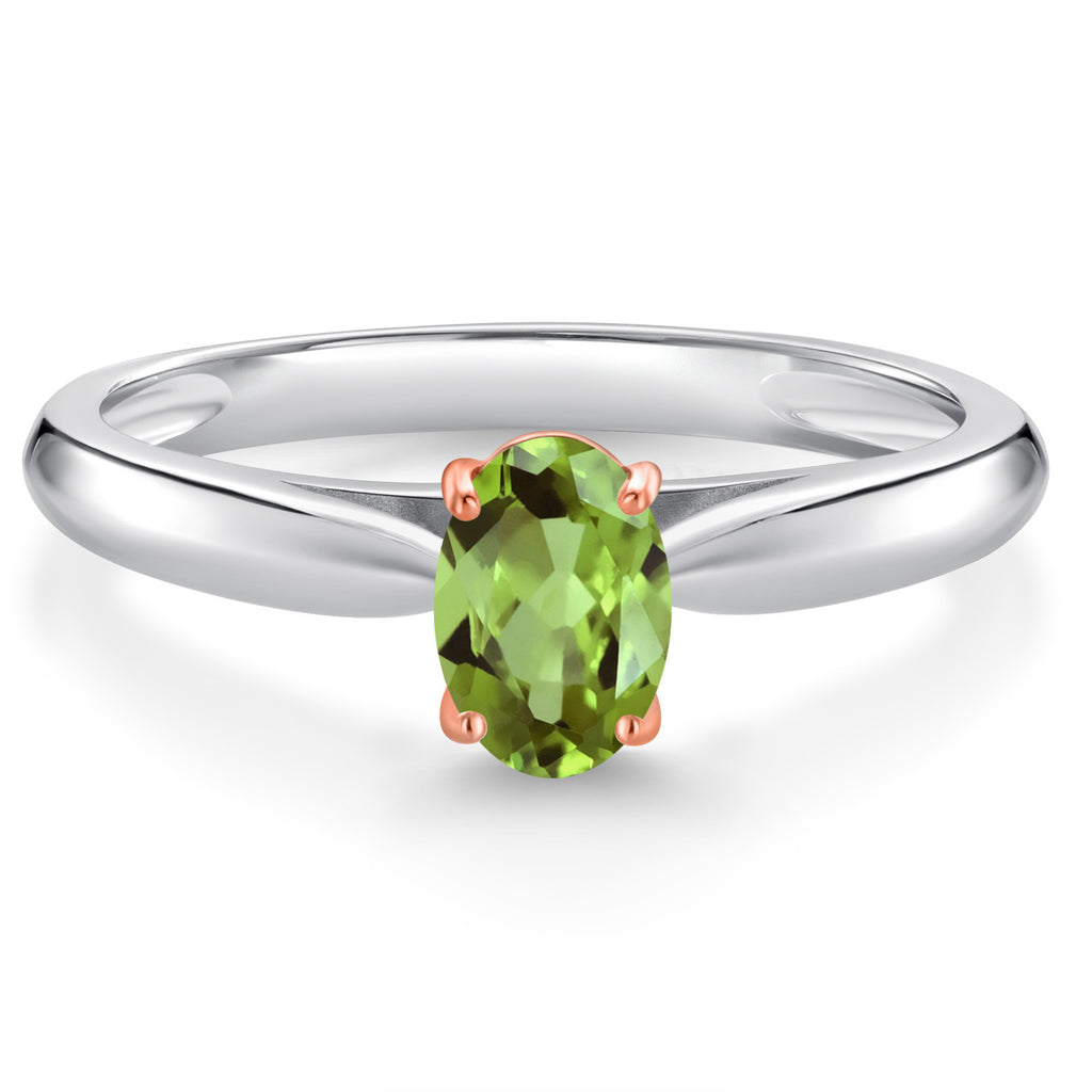 Peridot - August_5_Ring in 925 Sterling Silver and Rose Gold
