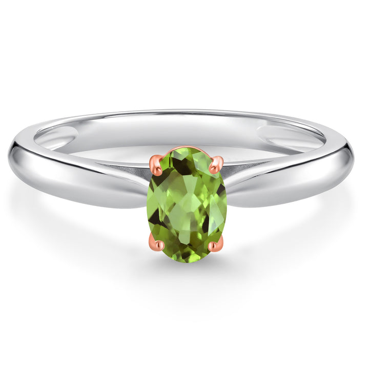 Peridot - August_8_Ring in 925 Sterling Silver and Rose Gold