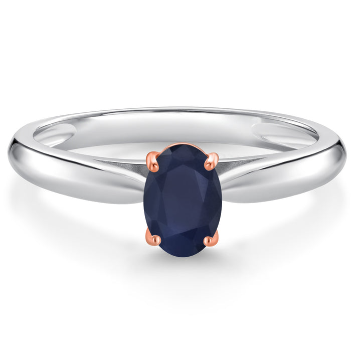 Blue Sapphire - September_5_Ring in 925 Sterling Silver and 10K Rose Gold