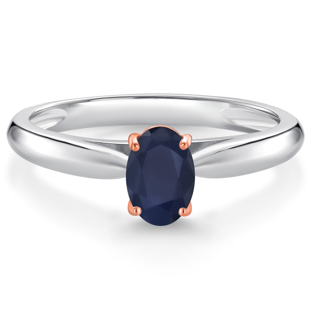Blue Sapphire - September_6_Ring in 925 Sterling Silver and 10K Rose Gold