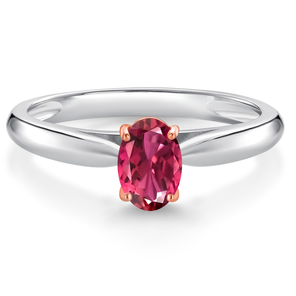 Pink Tourmaline - October_9_Ring in 925 Sterling Silver and Rose Gold
