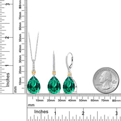 Pendant Earrings Set in 925 Sterling Silver and 10K Yellow Gold