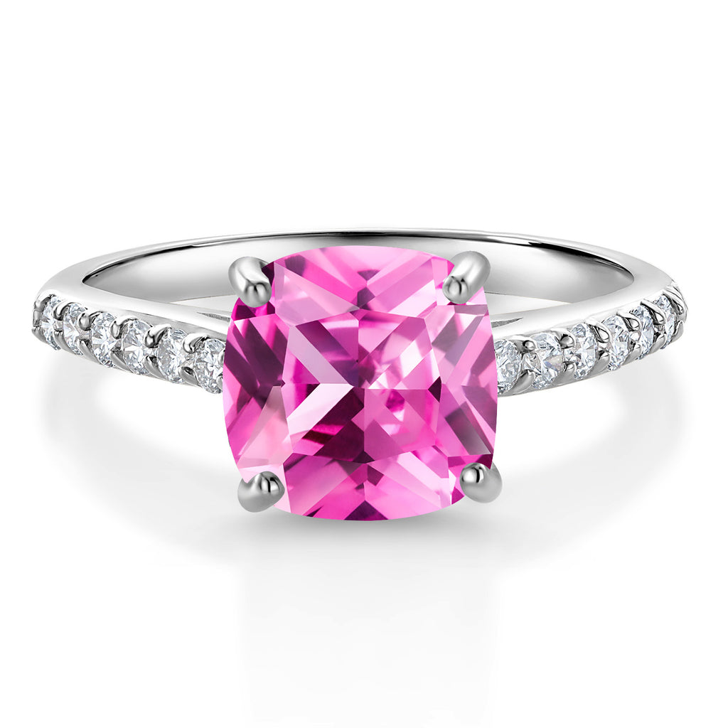 Pink Created Sapphire - September_6_Ring in 10K White Gold