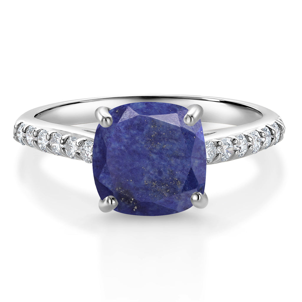 Blue Lapis_5_Ring in 10K White Gold