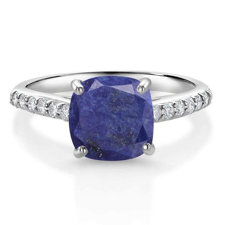 Blue Lapis_8_Ring in 10K White Gold