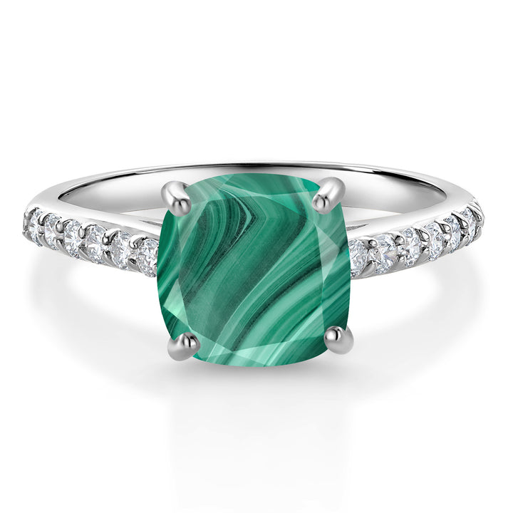 Malachite_5_Ring in 10K White Gold